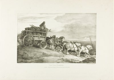 Hiilivaunu, levy 7 teoksesta Eri aiheet, jotka on piirretty elämästä kivelle. tekijältä Jean Louis André Théodore Géricault