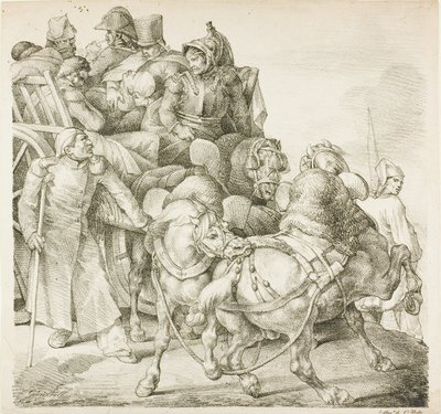 Vaunu täynnä haavoittuneita sotilaita tekijältä Jean Louis André Théodore Géricault