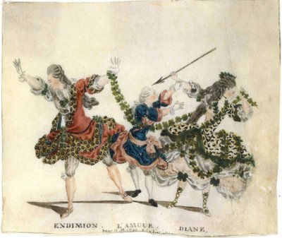 Pukusuunnittelu Gaetano Vestrisin balettiin Endymion, 1773-1778. tekijältä Jean Louis Fesch