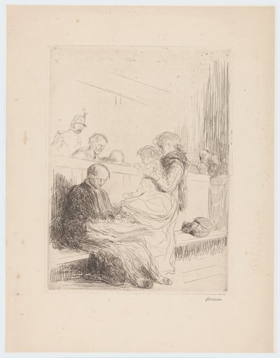 Asianajaja asiakkaiden kanssa oikeudessa tekijältä Jean Louis Forain (signed by artist)