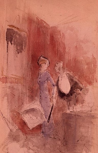 Ravintolassa (akvarelli) tekijältä Jean Louis Forain