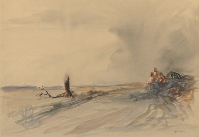 Devastated Land recto, Figuurit maisemassa verso, n. 1919. tekijältä Jean Louis Forain