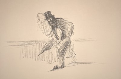 Mies sateenvarjolla (litho) tekijältä Jean Louis Forain