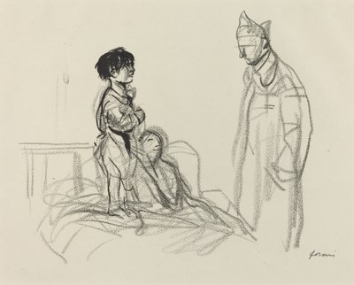 Äidin ja lapsen luona sotilas sairaalassa, n. 19141919. tekijältä Jean Louis Forain