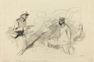 Poilu tunnustaa saksalaisen sotilaan, luultavasti 1918. tekijältä Jean Louis Forain