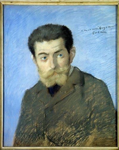 Muotokuva ranskalaisesta kirjailijasta Charles Marie Georges Huysmansista Joris Karl Huysmansissa (1848-1907) Pastelli Jean-Louis Forain (1852-1931) Su. 0,55x0,44 m 1800-luku - ranskalaisen kirjailijan Charles Marie Georges Huysmansin muotokuva nimeltä Jor tekijältä Jean Louis Forain