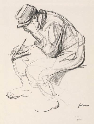 Sotavanki kirjoittamassa kirjettä. tekijältä Jean Louis Forain
