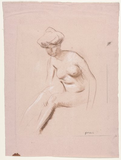 Istuva alastonkuva, 1800-luvun viimeinen neljännes tai 1900-luvun ensimmäinen kolmannes. tekijältä Jean Louis Forain