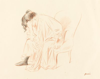 Istuva nainen, jonka pää lepää oikealla kädellä tekijältä Jean Louis Forain