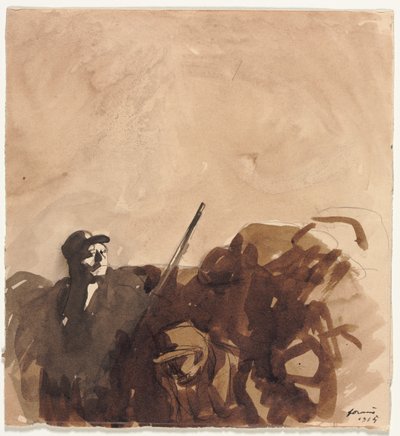 Sotilas kaivannossa (recto) tekijältä Jean Louis Forain