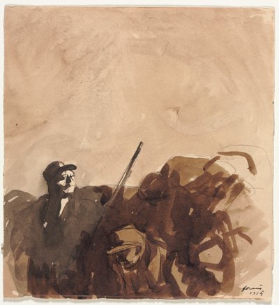 Sotilas kaivannossa recto Lejava nainen verso, 1915. tekijältä Jean Louis Forain