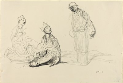 Sotilaat valmistamassa ateriaa, c. 19141919. tekijältä Jean Louis Forain