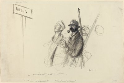 Reinillä. - Nyt se on takana., luultavasti 1918. tekijältä Jean Louis Forain
