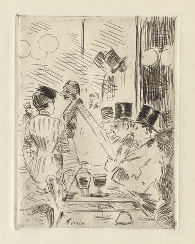 Uuden Ateenan kahvila , noin 1876 (etsaus). tekijältä Jean Louis Forain