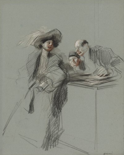 Asiakas, 1800-luvun neljäs neljännes tai 1900-luvun ensimmäinen kolmas. tekijältä Jean Louis Forain