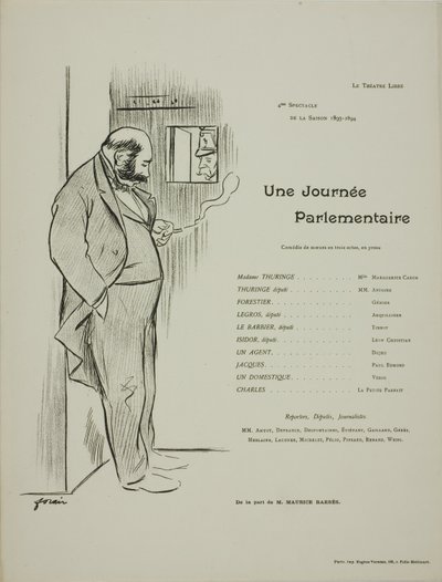 Une Journee Parlementaire -teatterin teatteriohjelma tekijältä Jean Louis Forain