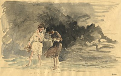 Meressä on maissia!, 1800-luvun neljäs neljännes tai 1900-luvun ensimmäinen kolmannes. tekijältä Jean Louis Forain