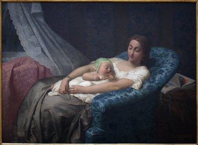 Nuori äiti. Jean Louis Hamonin (1821-1874) maalaus Öljy kankaalle tekijältä Jean Louis Hamon