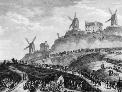 Ranskan vallankumous: Canons de Paris avaa Montmartren 15. heinäkuuta tekijältä Jean Louis II (after) Prieur