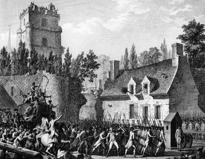Ranskan vallankumous: Pierre Victor de Besenval de Brunstatt, Baron de Besenval (1721-1791) johti Brie Comte Robertiin 10. elokuuta tekijältä Jean Louis II (after) Prieur