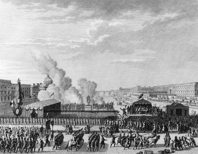 Ranskan vallankumous: Vapaaehtoiset Pont Neufissa Pariisissa, 22. heinäkuuta tekijältä Jean Louis II (after) Prieur
