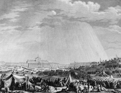 Ranskan vallankumous: Champs de Marsin töitä Pariisissa federaation juhlaa varten 14. heinäkuuta tekijältä Jean Louis II (after) Prieur