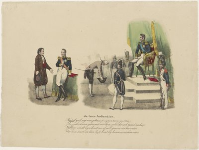 Vilhelm I:n ja Kaarle X:n yleisö, 1827 kaksi yleisöä (otsikko objektissa) tekijältä Jean Louis Van Hemelryck (attributed to)