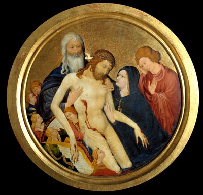 Herramme sääli, sanoi "" suuri pyöreä Pieta"" Jean Malouelin (noin 1370-1415) maalaus 1400 su. 0,64 m. tekijältä Jean Malouel or Maelwael