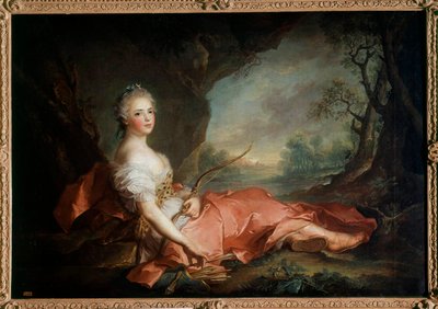 Ranskalaisen Madame Adelaiden (1732-1799) muotokuva Dianessa, Ludvig XV:n tytär Jean Marcin (Jean-Marc) Nattierin (1685-1766) maalaus 1700-luvulta Aurinko 1,04x1,41 m tekijältä Jean Marc Nattier