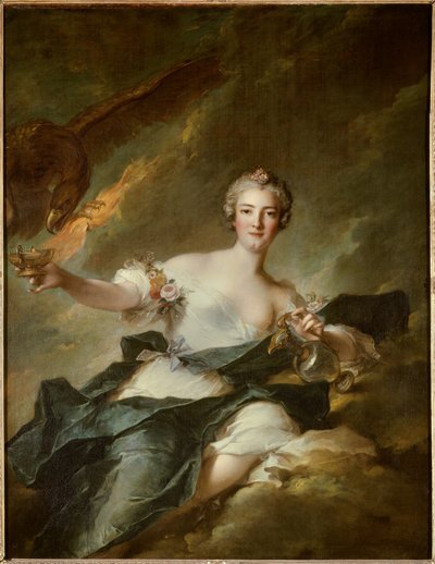 Chaulnesin herttuattaren muotokuva, edustettuna Hebessä, järjen jumalatar (Anne Josephe Bonnier de la Masson (1718-1787), Chaulnesin herttuan vaimo) Sitä edustaa Jupiteria symboloiva kotka - Jean Marcin maalaus ( Jean-Marc) Nattie tekijältä Jean Marc Nattier