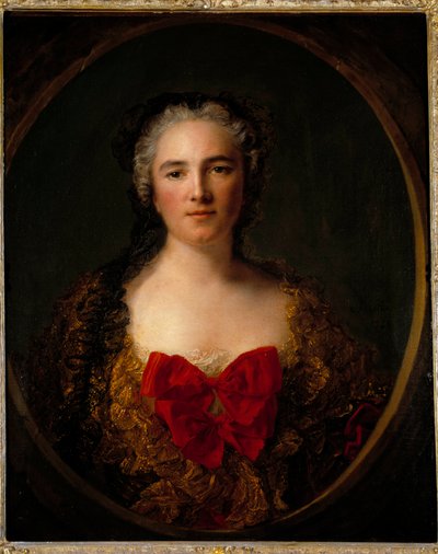 Marquise Louise Elisabeth De Dreux Brezen muotokuva Hänellä on punaisella solmulla koristeltu mekko - Jean Marc (Jean-Marc) Nattierin (1685-1766) maalaus 1749 Dim 0,73x0,59 m Douai musee de la Chartreuse tekijältä Jean Marc Nattier