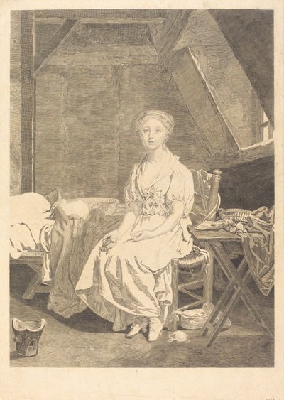 Epäilevä hyve tekijältä Jean Massard after Jean Baptiste Greuze