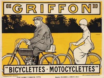Griffon Bicycles Moottoripyörät, c. 1905. tekijältä Jean Matet