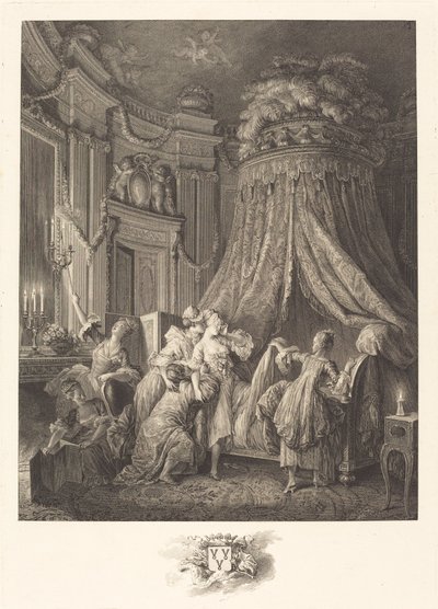 Morsiamen sänky tekijältä Jean Michel Moreau and Jean Baptiste Blaise Simonet after Pierre Antoine Baudouin