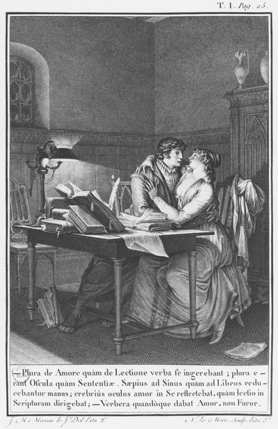 Heloise ja Abelard tutkimuksessaan, kuvitus julkaisusta "Lettres d