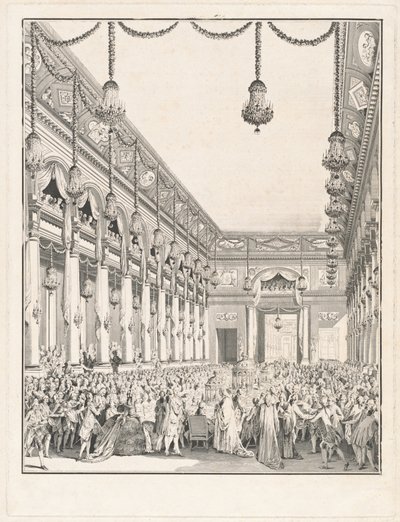 Kuninkaallinen juhla - Monseigneur Dauphinin syntymän kunniaksi 21. tammikuuta 1782 pidetty juhla tekijältä Jean Michel Moreau the Younger