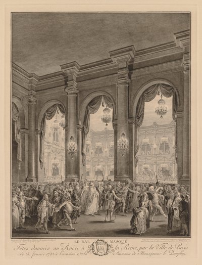 Naamiopallo annettiin Hôtel de Villessa 23. tammikuuta 1782. tekijältä Jean Michel the Younger Moreau