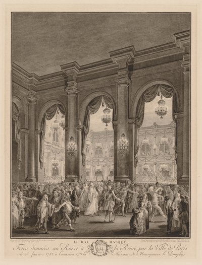 Naamioball, 1782. tekijältä Jean Michel the Younger Moreau