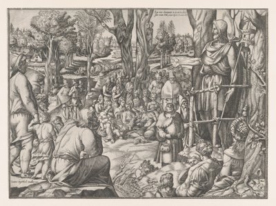 Pyhä Johannes saarnaa autiomaassa, 1535-1555. tekijältä Jean Mignon