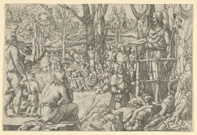 Pyhä Johannes saarnaa autiomaassa, 1535-1555. tekijältä Jean Mignon