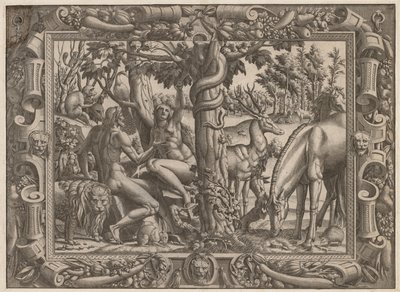 Eevan kiusaus, n. 15451547. tekijältä Jean Mignon