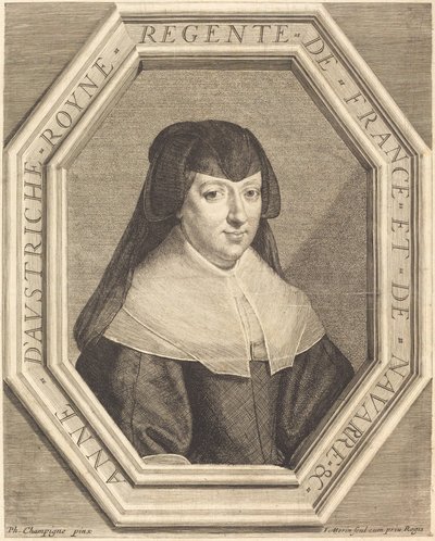 Anne Itävallasta tekijältä Jean Morin after Philippe de Champaigne