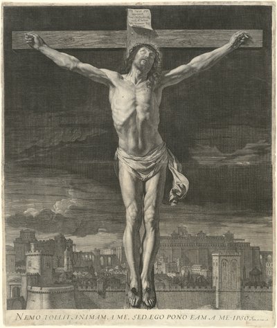 Kristus kuolee ristillä tekijältä Jean Morin, after Philippe de Champaigne