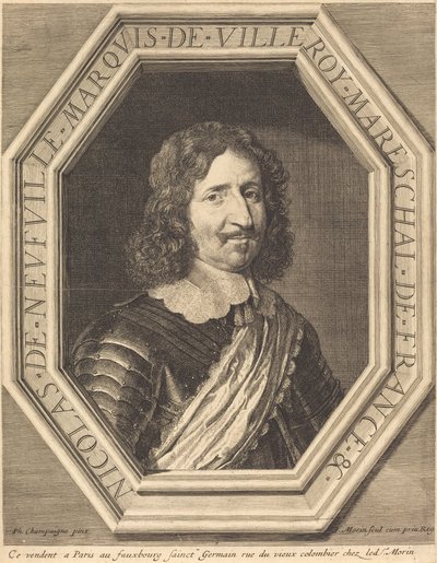 Nicholas de Neufville, Villeroyn markiisi tekijältä Jean Morin after Philippe de Champaigne