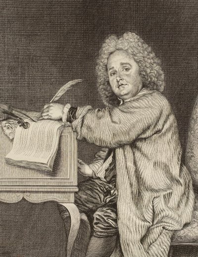 Muotokuva säveltäjä Jean-Féry Rebelistä 1666-1747, vuoden 1718 jälkeen. tekijältä Jean Moyreau
