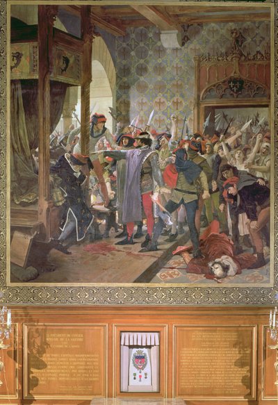 Etienne Marcel (k. 1358) suojeli Dauphinia väkijoukolta vuonna 1358 tekijältä Jean Paul Laurens