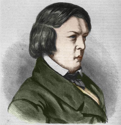 Robert Schumann saksalainen säveltäjä. Piirustus J.B. Laurens. tekijältä Jean Paul Laurens