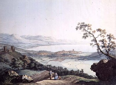 Geneven näkymä Saconexista Savoyssa, kaiverrus Jean Philippe Linck II (1770-1812) ja Jacob Philippe Hackert (1737-1807) (kaiverrus) tekijältä Jean Philippe II (after) Linck
