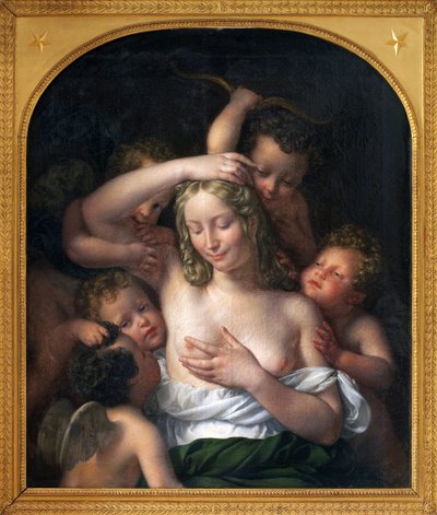 Nymfi ja rakkaus. Jean Pierre Grangerin (1779-1840) maalaus, öljy puulle, 96,5 x 82 cm tekijältä Jean Pierre Granger