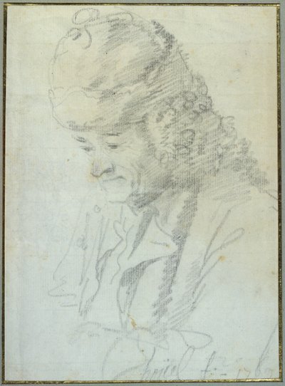 Voltaire (1694-1778) vanhoilla päivillään, 1769 (värikynä paperille). tekijältä Jean Pierre Houel